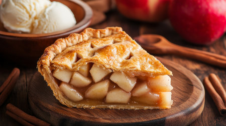 Deliciously Rustic Apple Pie Slice, Generously Filled with Juicy Apples, Cinnamon, and Loveの素材