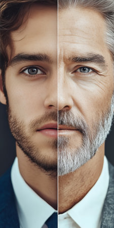 Stark Contrast Between Youth and Age A Beautiful Portrait of Generational Transition in Humansの素材