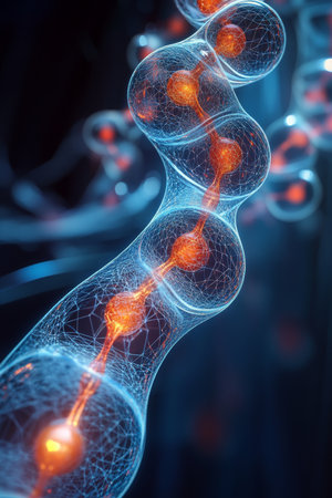 Abstract Molecular Structure Design Featuring Bokeh Lights in a Futuristic and Modern Styleの素材