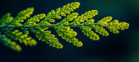 Close-Up of Thuja Foliage with Green Texture and Sunlight for Organic Photography Inspirationの素材