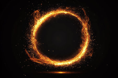 Ethereal Fiery Swirl Captivating Dark Artistry with Abstract Flames and Dramatic Energy Sparklesの素材