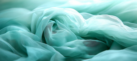 Elegant Minimalist Abstract Background with Gentle Wave Texture and Delicate Fabric Folds in Mintの素材