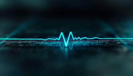 Stylish Minimalistic High Resolution Vector Illustration of an Illuminated ECG Graph Designの素材