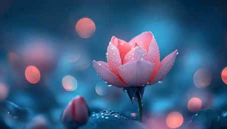 Ethereal Bloom Unfolds in a Glowing Realm, Presenting Petal Poetry and Soft Elegance in Bokehの素材