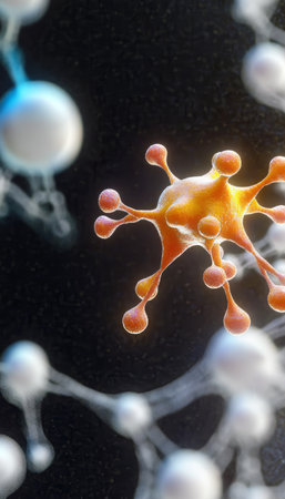 Intricate Intercellular Structure as Biomedical Depiction Featuring Molecular Elements and Gradientsの素材