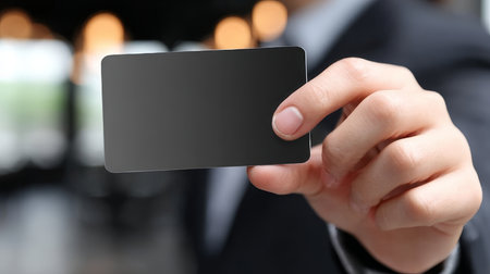 Elegant Black Gift Card Concept for Premium Retail Offers and Financial Tools in Spotlight Displayの素材