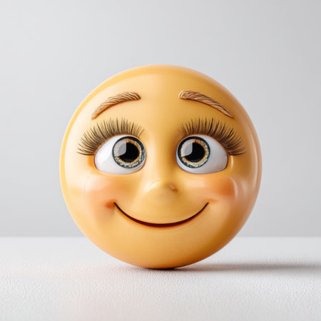 Joyful Emoticon Design Featuring Expressive Features, 3D Rendering, and Cartoon Animation Styleの素材