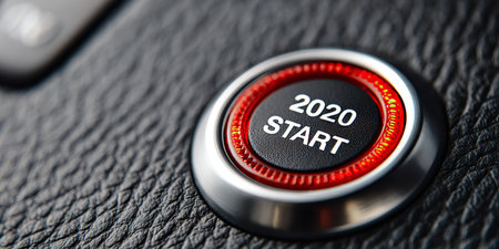 New Year 2020 Conceptual Image with Illuminated Numbers on a Stylish Surface for Motivationの素材