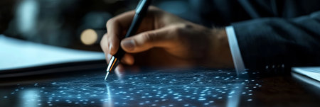 Business Strategy Session with Digital Financial Charts and Professional Networking Connectionsの素材