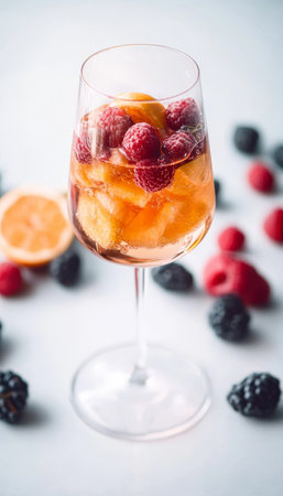 Refreshing Rose Sangria with Mixed Berries and Citrus, Perfect Summer Cocktail Delight for Partiesの素材
