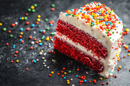 Decadent Red Velvet Cake With Cream Cheese Frosting, Perfect For Celebrations And Special Occasionsの素材