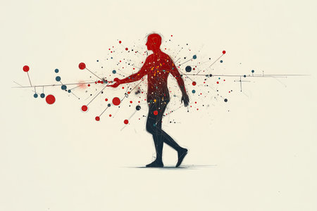 Artistic Illustration of Human Body Systems and Energetic Points for Integrated Medicine Concept.の素材