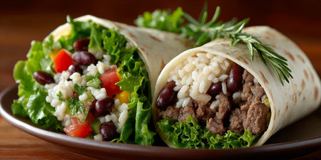 Delicious Burrito Loaded with Fresh Ingredients, Perfect for a Tasty Mexican Food Experience Todayの素材