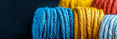 Vibrant and Colorful Yarns in a Beautiful Tapestry of Strands for Creative Projects and Designsの素材
