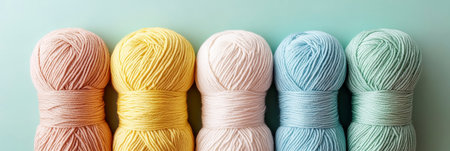 A Vibrant Collection of Colorful Yarn Balls in Pastel Shades for Creative Arts and Craft Projectsの素材