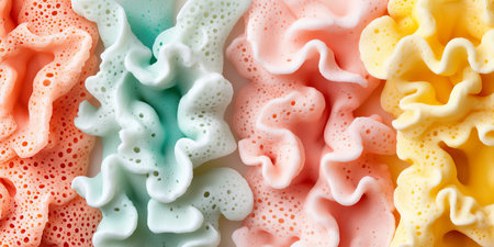 Stunning Abstract Patterns with Textured Coral Structures and Flowing Wave Lines in Soft Gradientsの素材