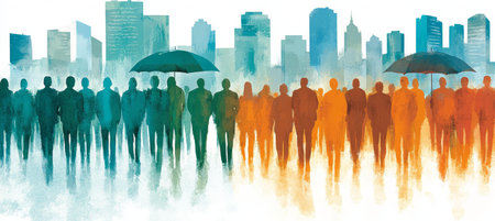 Vibrant Insurance Illustration Featuring Secure Futures and Comprehensive Financial Coverageの素材