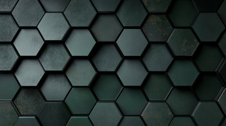 Modern Green Textured Hexagon Background with Subtle Gradients for Creative Geometric Designs.の素材