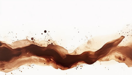 Chocolate Splash Abstract Art Painting with Brown Blend and Watercolor Texture for Modern Decorの素材