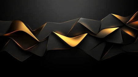 Elegant and Luxurious Abstract Shapes in Dark Golden Accents for Stunning Dramatic Wallpaper Designの素材