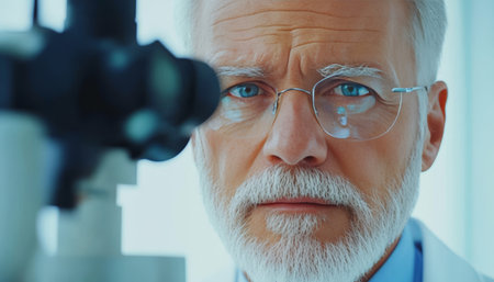 Comprehensive Medical Examination for Elderly Man to Preserve Vision and Overall Health with Careの素材
