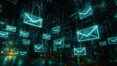 Futuristic Email Network Connecting a Global Community Through Advanced Communication Technologyの素材