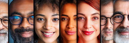 Diverse Faces Together In Creative Art, Celebrating Variety, Multiculturalism, and Unique Identityの素材