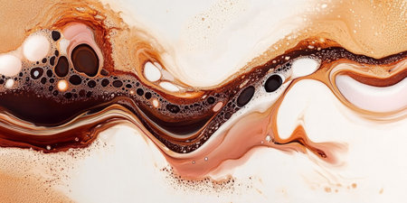 Abstract Artwork of Earthy Coffee Creating Fluid Brown Motion with Creamy Swirls and Organic Textureの素材