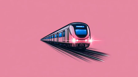 Dynamic Subway System Illustration, Showcasing Modern Urban Transit with Speed and Efficiencyの素材