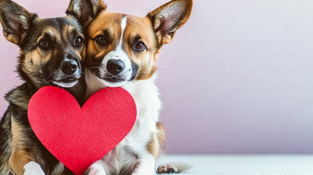 Adorable Pair of Dogs Embracing Each Other with Love, Perfect for Valentine s Day and Pets Themeの素材