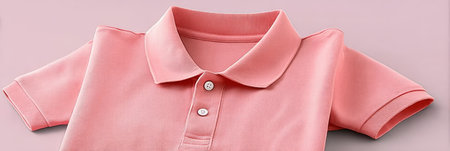 Stylish Close-Up of a Casual Polo Shirt in Pastel Pink Color for Summer Fashion and Comfortの素材