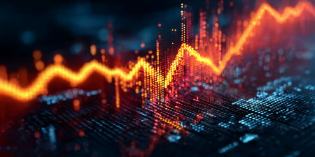 Dynamic Rise in Financial Markets Modern Analytical Trading and Technological Growth Visualizationの素材
