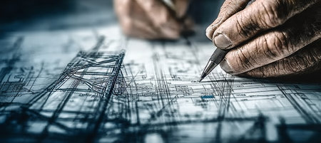 Architects Collaborating on Detailed Drafts for Innovative Building Designs and Engineering Projectsの素材