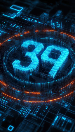 Futuristic Sci-Fi Circuit Interface with Glowing Symbols and Patterns for Digital Technology Ageの素材