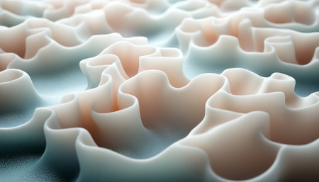 Gentle Dynamic Waves Forming Abstract in Soft Monochrome Colors, Fluid Ripples Creating Serenityの素材