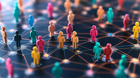 Colorful Figurines Representing Connectivity and Diversity in a Networking Environment Conceptの素材