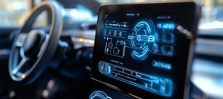 Modern Electric Vehicle Interface Display Enhances Control Systems and User Connectivity Featuresの素材