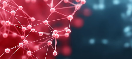 Interconnected Dots and Lines in a Digital Network for Data Visualization and Technology Researchの素材