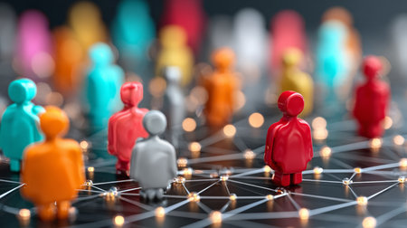 Vibrant Network of Colorful Figures Engaged in Global Interactive Communication via Cyberspaceの素材