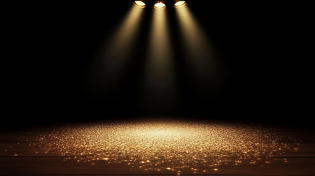Glistening Golden Stage with Vertical Lighting Effects Creating a Glamorous and Elegant Atmosphereの素材
