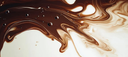 Elegant Fluid Art Composition Featuring Marbled Milk Chocolate Patterns and Rich Brown Texturesの素材