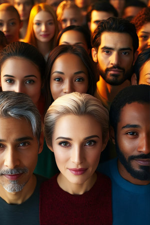 A Vibrant Mosaic of Diverse Faces Coming Together in Unity, Celebrating Humanity s Rich Tapestryの素材