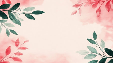 Beautiful Watercolor Background with Botanical Illustrations for Invitations and Romantic Designsの素材