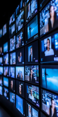 Modern Monitors Displaying Global Communication and Interconnectedness in a Digital Lifestyleの素材