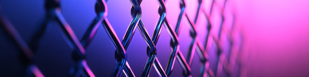 Abstract Luminous Grid Digital Spectrum Waves in Vibrant Purple, Blue, and Pink Hues Displayedの素材