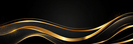 Refined Elegance in Motion A Gold Ribbon Entwined with Dynamic Patterns and Opulent Richnessの素材