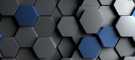 Geometric Gray Texture with Gradient Lighting and Blue Accents for Unique Background Design Elementの素材
