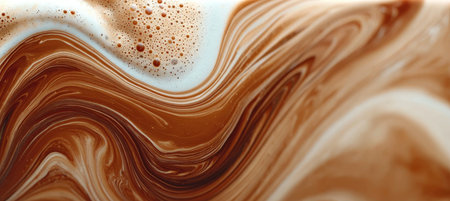 Creamy Coffee and Milk Blend with Elegant Swirls and Rich Textures in a Refreshing Harmony.の素材