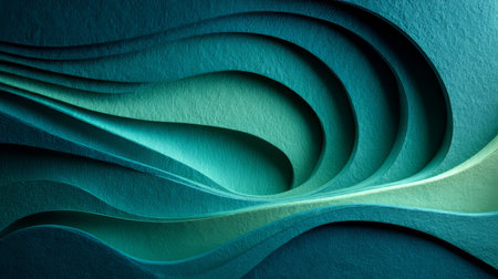 Calming Blue Turquoise Paper Layers with Soft Waves, Nature Inspired Contemporary Art Designの素材