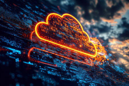 Futuristic Cloud Network with AI and Advanced Data Protection Technologies Visualizedの素材